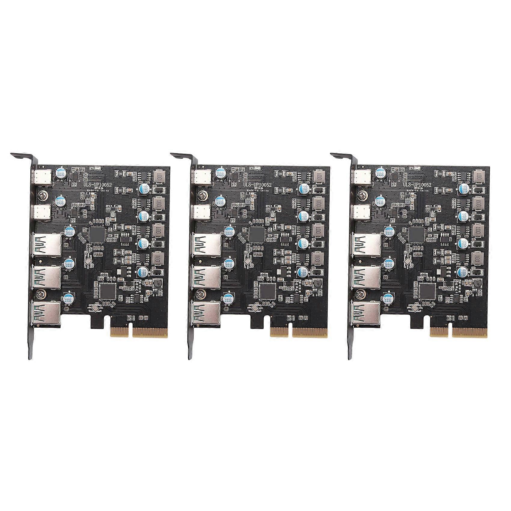 Carte Convertisseur Pcie Vers Usb 3.2 Gen 2 3x Avec Bande Passante De 10 Gbit/s, 5 Ports (3 Usb-a - 2 Usb-c), Répartiteur Pcie Pour Windows 10/8