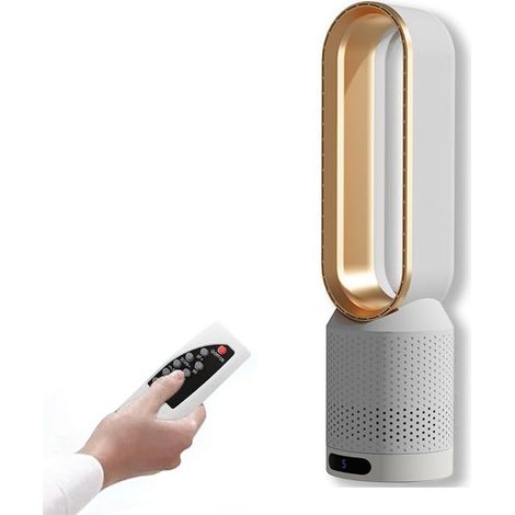 Leiser, Flügelloser Verdunstungsventilator Für Schlafzimmer, Timer, 90°-oszillation, Fernbedienung, 8 Geschwindigkeiten, Goldfarbe-kzq