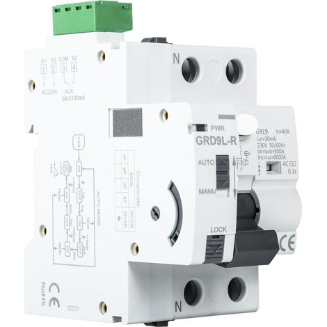 Leistungsschalter, Wiedereinschaltautomatik, Grd9l-r Rccb, Automatisches Wiedereinschaltgerät, Leistungsschalter, 40 A, 30 Ma, Intelligenter Leistungsschalter, Ac-typ (2p)