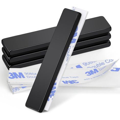 Leistungsstarker Flacher Neodym-magnet 50 × 10 × 3 Mm – 4 Stück Schwarzer Rechteckiger Aufkleber Für Küchen, Büros Und Lager