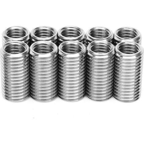 Lntyq 10 Stück M16 X 2 Außengewinde Auf M12 X 1,75 Innengewinde, 30 Mm Lang, Edelstahl-gewindereparatureinsätze, Selbstschneidende Hülsen Mit Metrischem Gewinde, Befestigungselemente