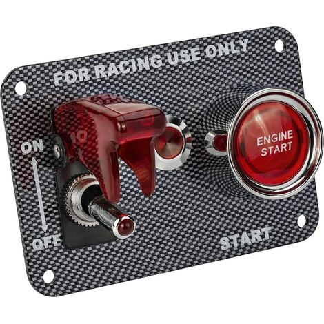 Lntyq Rennwagen-schalter, 12 V, 20 A, Wippschalter Und 50 A, Zündschalttafel, Kohlefaser-panel, Rote Anzeige Mit Drähten, Schrauben