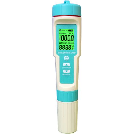 Lntyq Wasserqualitätstester, 7-in-1 Ph-meter-tester Und Ph/tds/salz/orp/s.g/temp/ec, Ph-messgerät Mit Lcd-display, Für Trinkwasser, Schwimmbad, Aquarien, Hydrokultur
