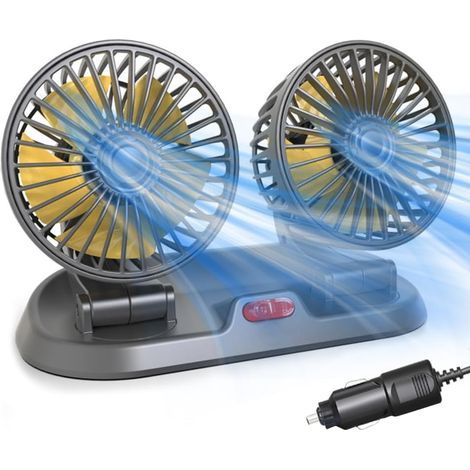 Lotvic 12-v-autoventilator, Doppelkopf Mit 2 Leistungsstarken Belüftungsmodi Und 360°-drehung – Für Suv, Wohnmobil, Lkw, Van