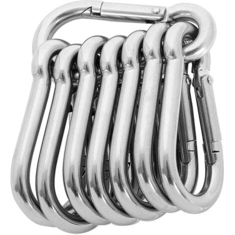 M8-karabiner Aus Edelstahl, 8 Stück – Maximale Belastung 500 Kg – Länge 80 Mm – Ösendurchmesser Φ8 Mm – Schnelle Befestigung Für Heimwerker Und Outdoor