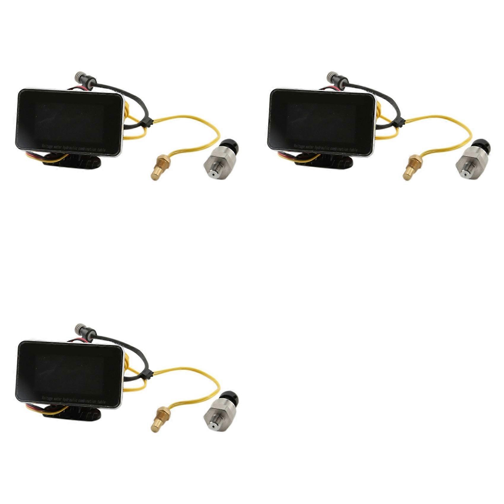 Manomètre Numérique Lcd 3 En 1 Pour Voiture (voltmètre/pression D'Huile/température D'Eau) 12-24 V Universel