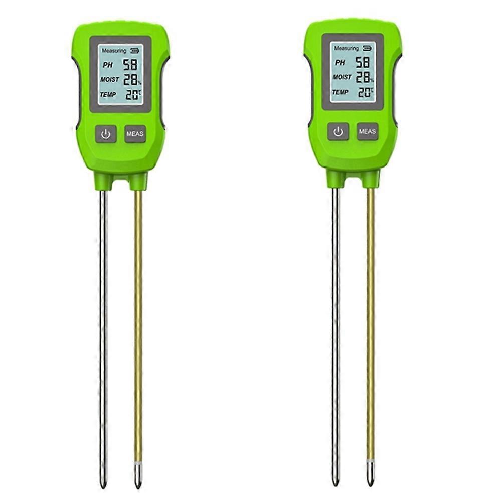 Lot De 2 Testeurs De Sol 3 En 1 (ph/humidité/température) Avec Écran Lcd Numérique Et Capteur Métallique Résistant À La Chaleur Pour Plantes À Fleurs