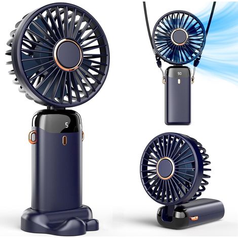 Mini-handventilator, Usb, Tragbar, Schreibtischventilator, 5 Geschwindigkeiten, Kleiner Ventilator Mit Sockel, Faltbarer Schreibtischventilator Für Büro, Outdoor-akku-ventilator (dunkelblau)