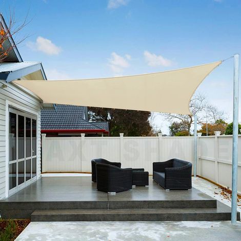 Wasserdichtes, Dreieckiges Sonnensegel 5 X 5 X 5 M, Uv-schutz, Für Terrasse Und Garten, Hellkhaki