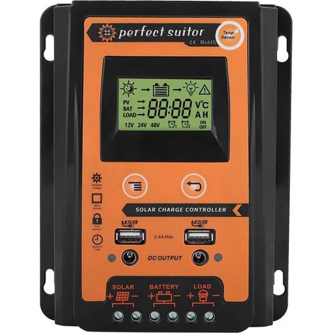 Mptt Solarladeregler 12 V/24 V Solarpanel Batterieregler Dual Usb Lcd Display Panel Stromregler 30 A Schwarz Orange