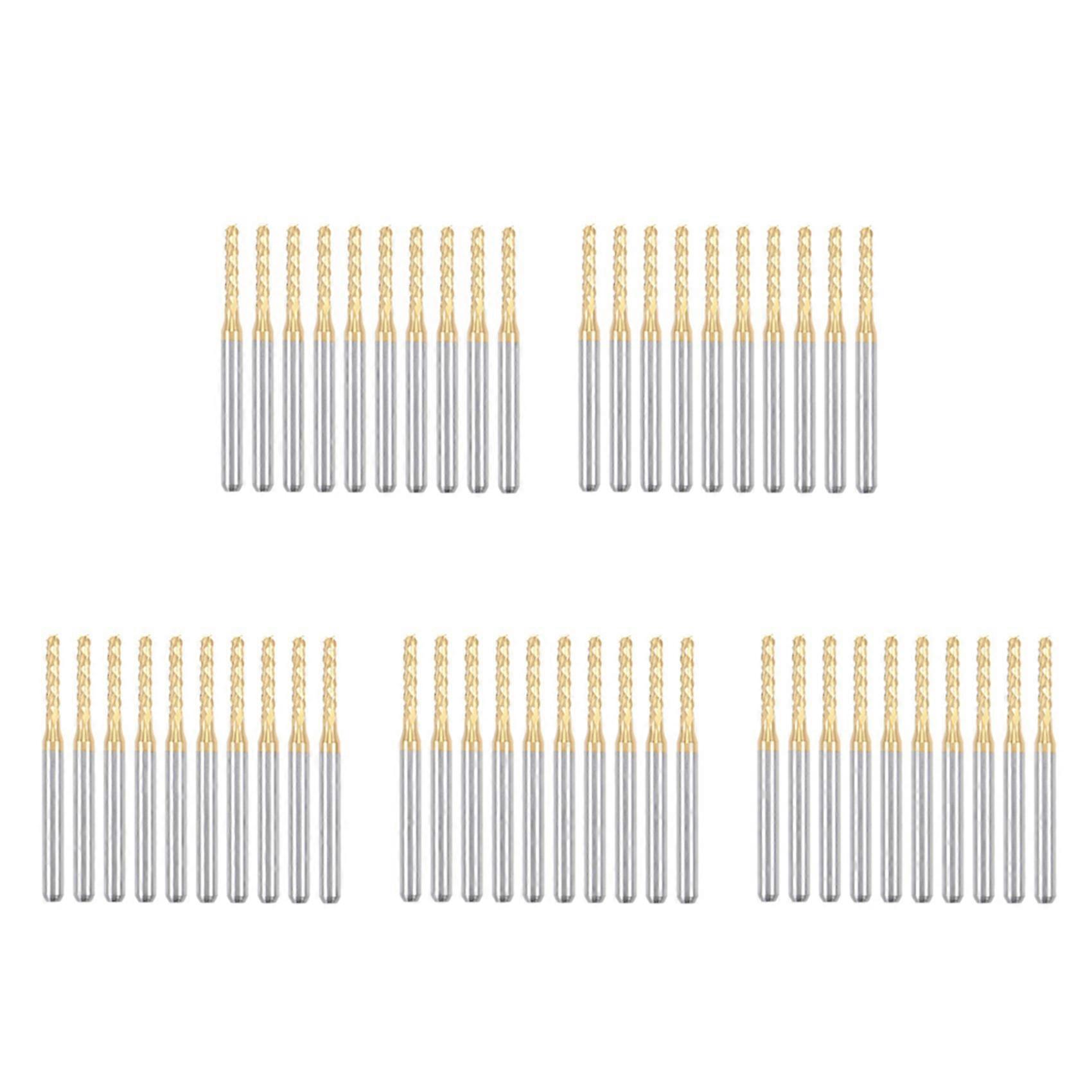 50 Fraises À Revêtement En Carbure De Titane Pour Gravure, Pour Machines Cnc Et Circuits Imprimés, Queue De 1/8 Pouce (2 Mm).