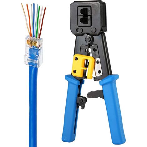 Netzwerkkabelzange Mit Durchgangsloch, Crimpzange Mit Perforiertem Kristallkopf, Multikinetische Ez-netzwerkkabelzange