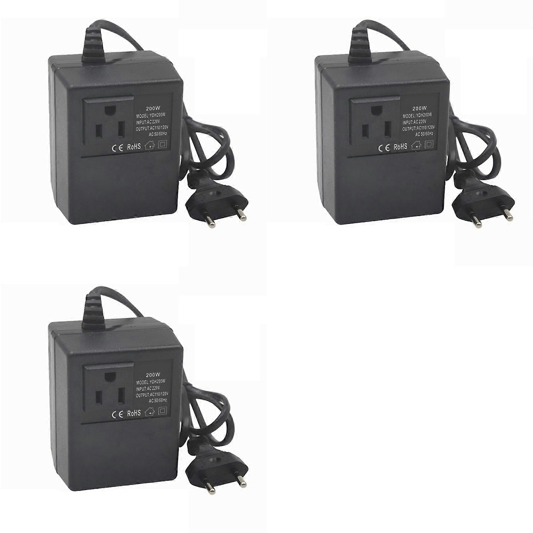 Transformateur De Puissance 3x, Régulateur De Tension 220 V Vers 110 V, Convertisseur Abaisseur De Tension, Onduleur 200 W, Prise Ue
