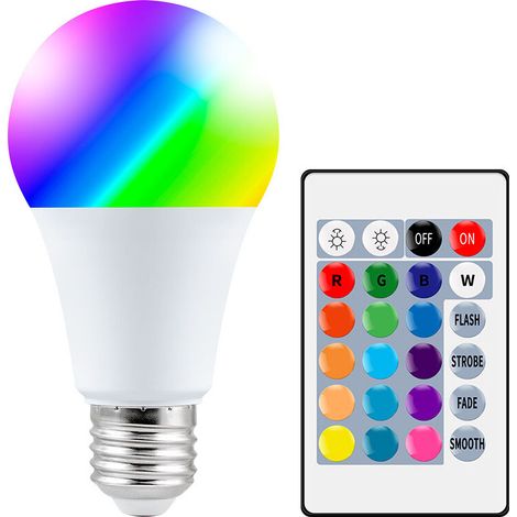 Odipie – 10 W E27 Rgbw Led-glühbirne Mit Fernbedienung – 12 Farben – 7 Helligkeitsstufen – Memory-funktion – Atmosphärenlampen Für Zuhause Und Party