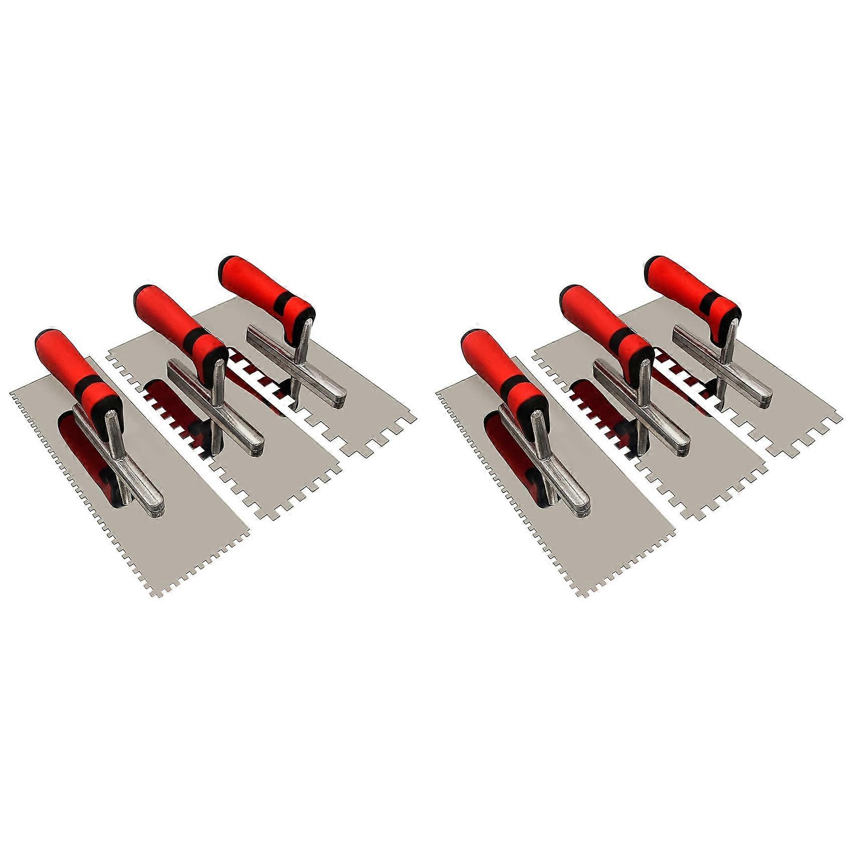 Ensemble D'Outils Pour Poseurs De Carreaux, En Acier Inoxydable, Truelle Carrée Crantée, 6 Pièces (tailles Des Dents : 5/32 Pouce, 5/16 Pouce Et 1/2 Pouce)