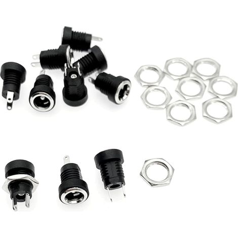 Packung Mit 6 5,5 Mm X 2,1 Mm 2-poligen Dc-klinkenbuchsen, Steckverbinder-adapter Für Die Montage Mit Innengewinde, Dc-klinkenbuchsen Mit Gewinde