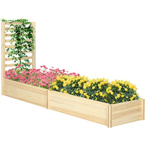 Pflanzgefäß Mit Spalier, Blumenkasten, Gartenpflanzgefäß, Abm. 230 L X 60 B X 110 H Cm, Natürliche Holzoptik
