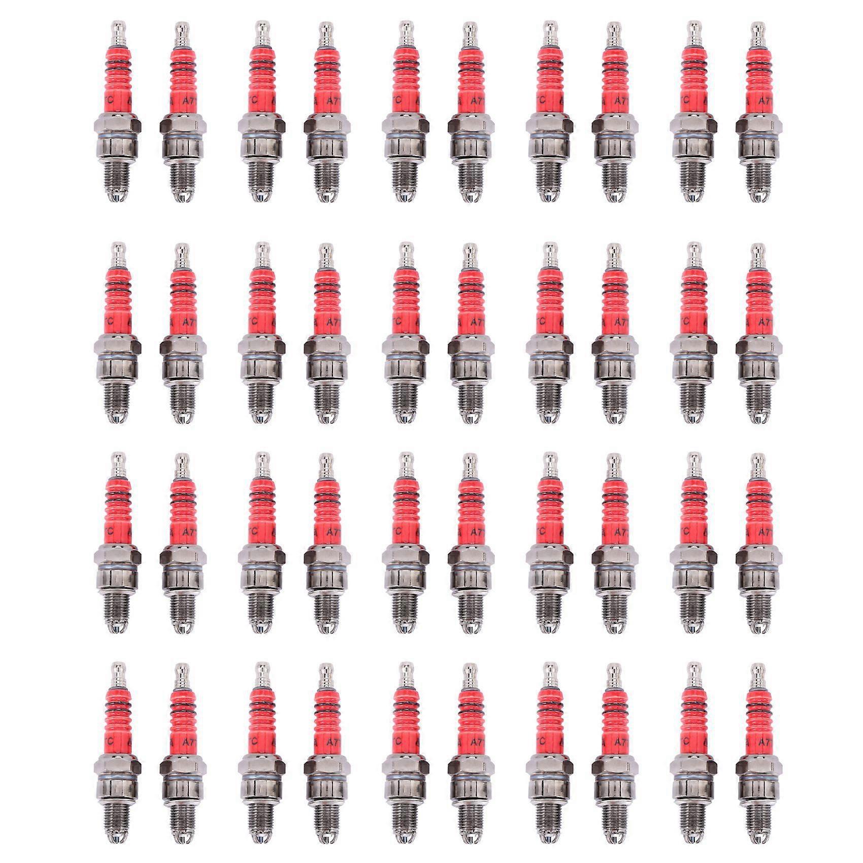 Lot De 40 Bougies D'Allumage Racing 3 Électrodes A7tc Pour Quads, Scooters, Motos Tout-terrain Et Karts 50cc, 110cc, 125cc Et 150cc