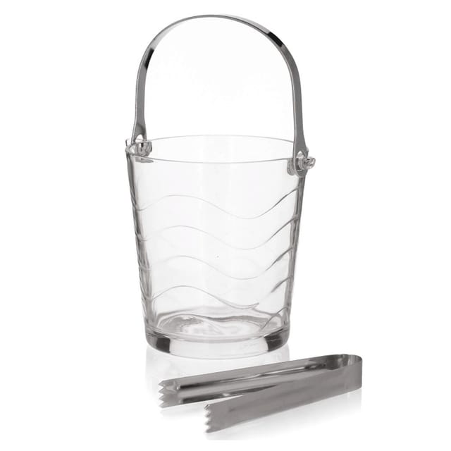 Trade Shop Traesio - Trade Shop - Wave Glas Eiskübel Mit Zange Klapptischgriff -