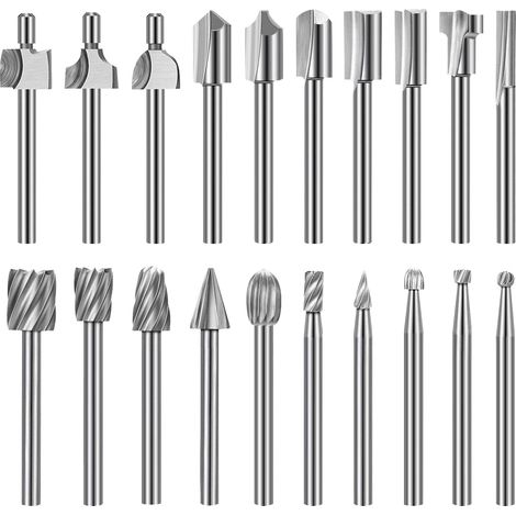 S-giant Gravierbit-set Mit Hoher Härte, 10 Hss-hartmetall-gravierbits Und 10 3-mm-schaftfräser Für Rotationswerkzeuge Zum Selbermachen Von Holzbearbeitungsarbeiten, Schnitzen, Bohren Und Gravieren