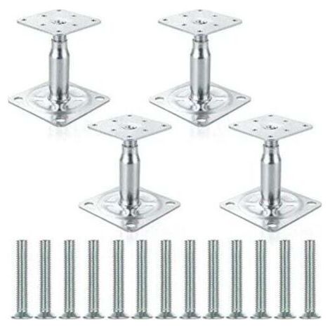 Qiyao – Verstellbare Verzinkte Säulenstütze 100–150 Mm – Verzinkter Stahl Für Schwere Konstruktionen – Set Mit 4 Einheiten