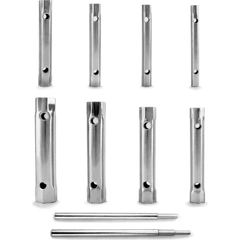 Qwork Zündkerzenschlüssel-werkzeugsatz, 10-teilig, Rohrschlüssel 6x7-20x22 Mm, T-griff Und Zwei Tommy-stangen