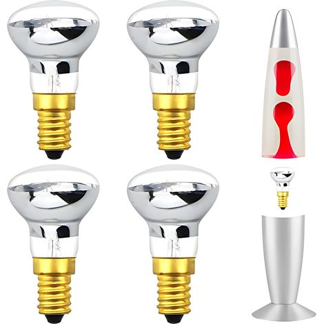 R39 E14 Lavalampen, Reflektorlampen, Spotlichter, 25 W, Dimmbar, Edison-schraubsockel, Ses-lampen, Warmweiß 2400–2600 K, 360-grad-abstrahlwinkel, 4 Stück