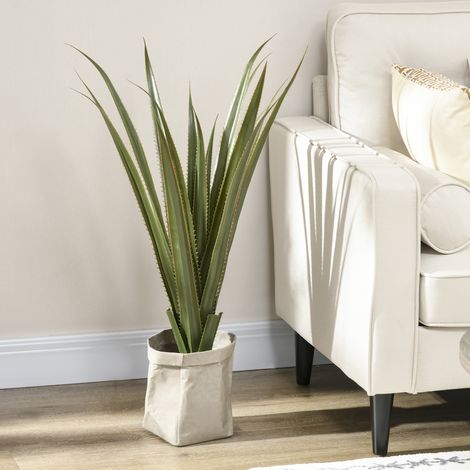 Künstliche Agave 90 Cm - 16 Sehr Realistische Blätter - Ideale Kunstpflanze Für Zuhause, Büro Oder Terrasse.