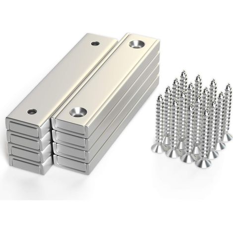 Rechteckige Neodym-topfmagnete, 30 Kg Zugkraft, 8er-pack Mit Senkloch, Befestigungsschrauben, Starke Seltenerdmagnete In Industriequalität Für Zuhause