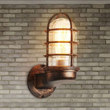Retro-vintage-wandlampe, Industrielle Beleuchtung, Rustikale Wandleuchten, Metallkäfig-wandleuchte, Für Den Innenbereich, Retro-innenraumlampe (rostfarbe) (ohne Glühbirne) [energieklasse A+]