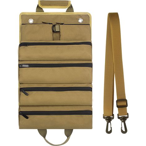 Rollbare Werkzeugtasche Für Männer/frauen, Langlebiger, Wasserdichter Rollwerkzeug-organizer, Multifunktionaler Schultergurt, Tragbare Und Stabile Rolltasche, Khaki
