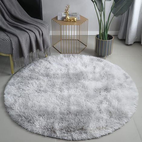 Runder Teppich, 120 Cm, Moderner Teppich Für Wohnzimmer, Nachttisch, Schlafzimmer, Großer Rutschfester Teppich Für Zuhause, Wohnzimmer, Kinderzimmer (weiß Grau, 120 Cm)