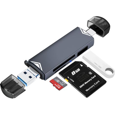 Sd-kartenleser, Triple-port-usb-kartenleser (a/c/micro), 3-in-1-kartenleser, Micro-sd-adapter Für Usb/sd/micro Sd/tf/sdhc/sdxc-flash-laufwerk, Kompatibel Mit Laptops Und Computern
