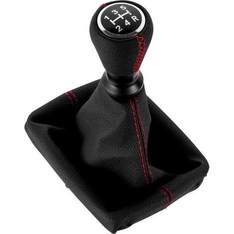 Schaltknauf Aus Leder Mit Gamasche, Kompatibel Mit Peugeot 206 406 (rot)