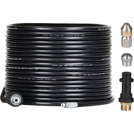 Schlauch-entstopfungsset Für Hochdruckreiniger – 15 M – Mit Düse Und Schwenkdüse – Professionelles 180-bar-frettchen-set – Mit Adapter Für Karcher K2/k3/k4/k5/k6/k7 Zubehör – Aa