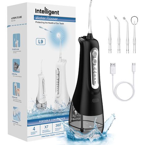Schnurlose Dental-wasserflosser, 4 Reinigungsmodi, 4 Düsenspitzen, Ipx7 Wasserdichter Und Über Usb Wiederaufladbarer Elektrischer Zahnreiniger Für Reisen Und Zuhause, Kieferorthopädie, Zahnpflege, Sch