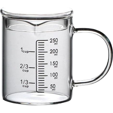 Schwarzes Messglas Aus Borosilikatglas Für Flüssigkeiten, Mit Deckel Und Griff, Mit V-förmigem Ausgießer (250 Ml)