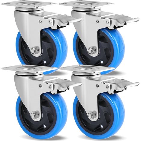 Schwere Industrierollen, 4 Stück, Mit Bremse, 100 Mm Lenkrollen, Tragfähigkeit 600 Kg, 360° Drehbar, Geeignet Für Alle Arten Von Böden, Industrietransport
