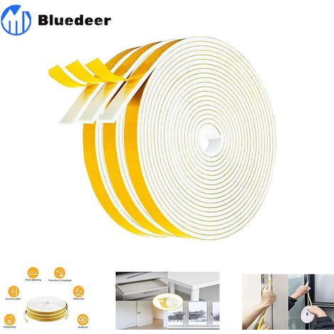 Selbstklebende Dichtung Für Fenster Und Türen, 3 Rollen, 6 M X 2 Mm X 9 Mm, Schalldämmstreifen, Dichtung, Anti-kälte-gummi, Vielseitig Einsetzbar, Rutschfest – Weißer Schaumstoff, Gelbe Folie