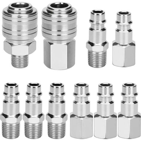 Set Mit 10 Euro-schnellanschlüssen 1/4" Bsp Innengewinde Für Druckluft, Kompressor
