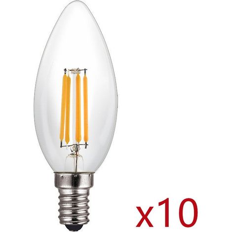 Set Mit 10 Led-lampen E14 Flame Filament 4w Eq 40w Warmweiß 2700k