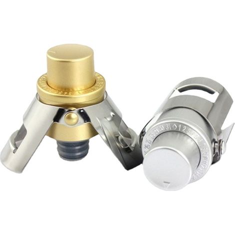Set Mit 2 Funkelnden Champagnerkorken Mit Integrierter Druckpumpe, Damit Ihre Blasen Gold- Und Silberfarben Bleiben –