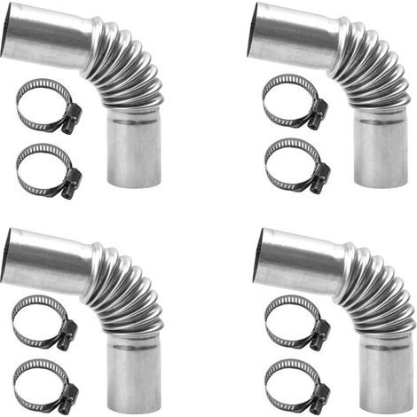 Set Mit 4 Abgasrohren Für Dieselheizungen, 25-mm-edelstahl-winkelstück Mit 4 Schlauchklemmen, Silber.