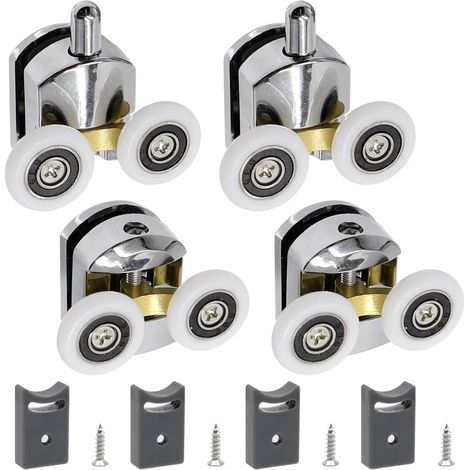 Set Mit 4 Gleitrollen Für Duschtüren, 23 Cm Duschtürrollen Mit 4 X Schrauben, Duschkabinenrollen, Geeignet Für 4 Bis 6 Mm Glastüren (2 Oben + 2 Unten)