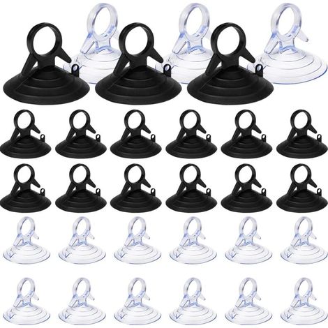 Set Mit 60 Transparenten Und Schwarzen Saugnäpfen 45 Mm – Maximale Belastung 3 Kg – Wiederverwendbares Pvc Für Glatte Oberflächen