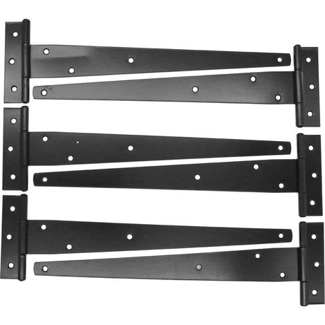 Set Mit 6 Robusten T-scharnieren Für Gartenhaus, Holztor, Rostfreie, Schmiedeeiserne Schwarze Scheunentorscharniere