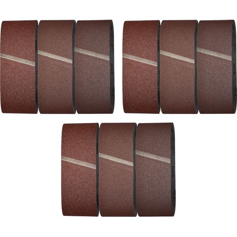 Set Mit 9 Schleifbändern Für Holz Und Metall, Für Bandschleifer – Abmessungen (r219) 610 X 100 – Körnung 40/80/120