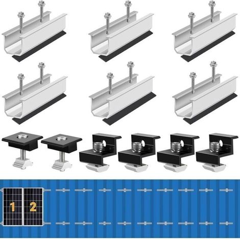 Solarpanel-montagesatz, Solarpanel-schiene, Verstellbare 30 Bis 35 Mm Solarpanel-montage, Photovoltaik-solar-kit Für 2 Module, Mit Muttern Und Schrauben