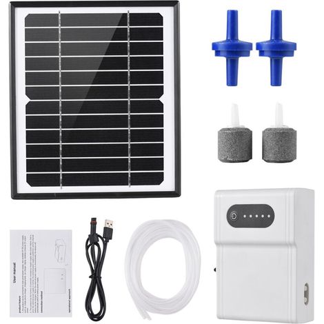 Solarluftpumpen, 5-w-solar-teichbelüfter, Usb-aufladung Und Solaraufladung Sind Verfügbar, Aquarium-oxygenator, Angelbelüfter Mit Schlauch, Blasensteine