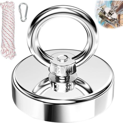 Superstarker Angelmagnet, Durchmesser 55 Mm, Magnethaken, Runder Topfmagnet Für Magnetfischen, Flussbergung, Outdoor-abenteuer Mit 4 Mm X 10 M Seil